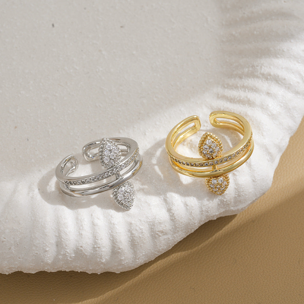 Adjustable Ring with Zircon Stones